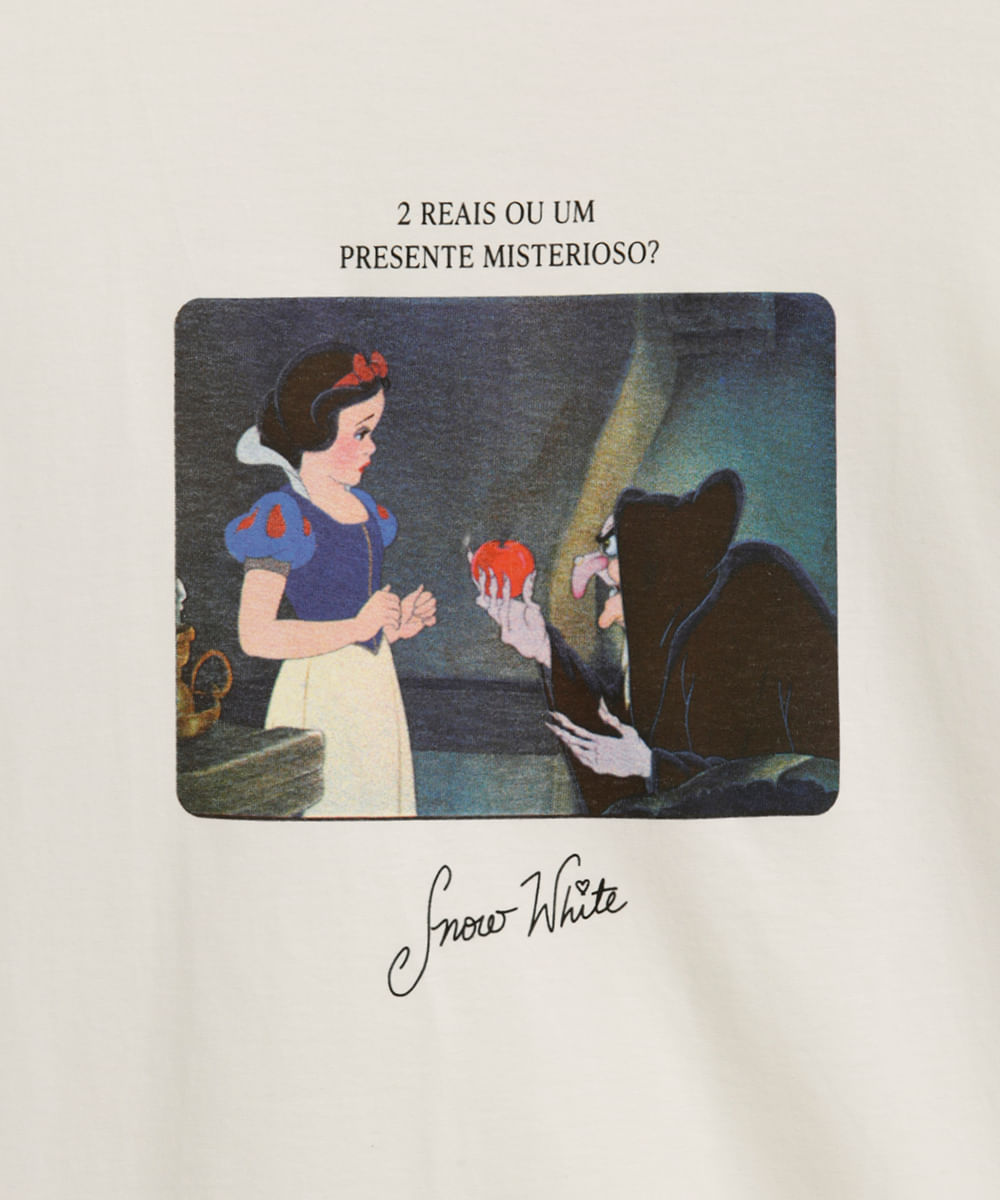 camiseta de algodão juvenil branca de neve off white