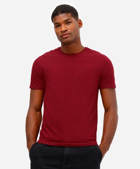 camiseta slim básica manga curta - vinho escuro