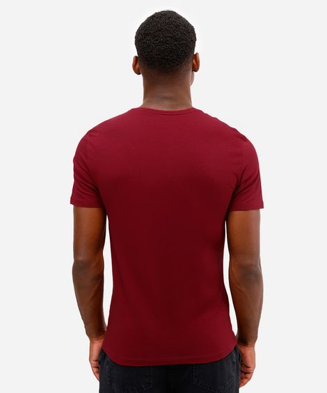 camiseta slim básica manga curta - vinho escuro