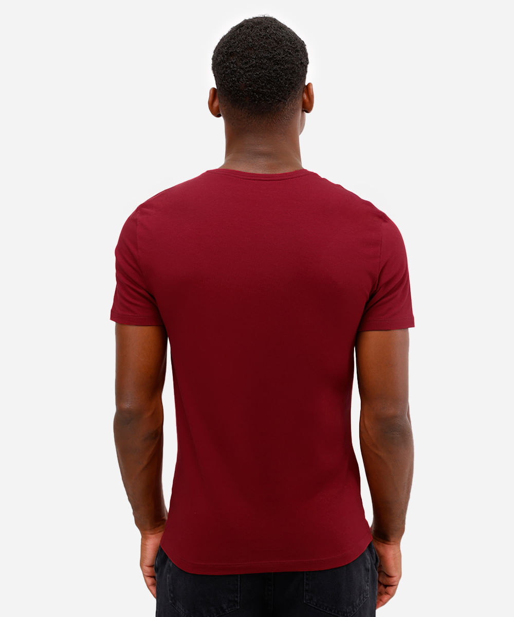 camiseta slim básica manga curta - vinho escuro