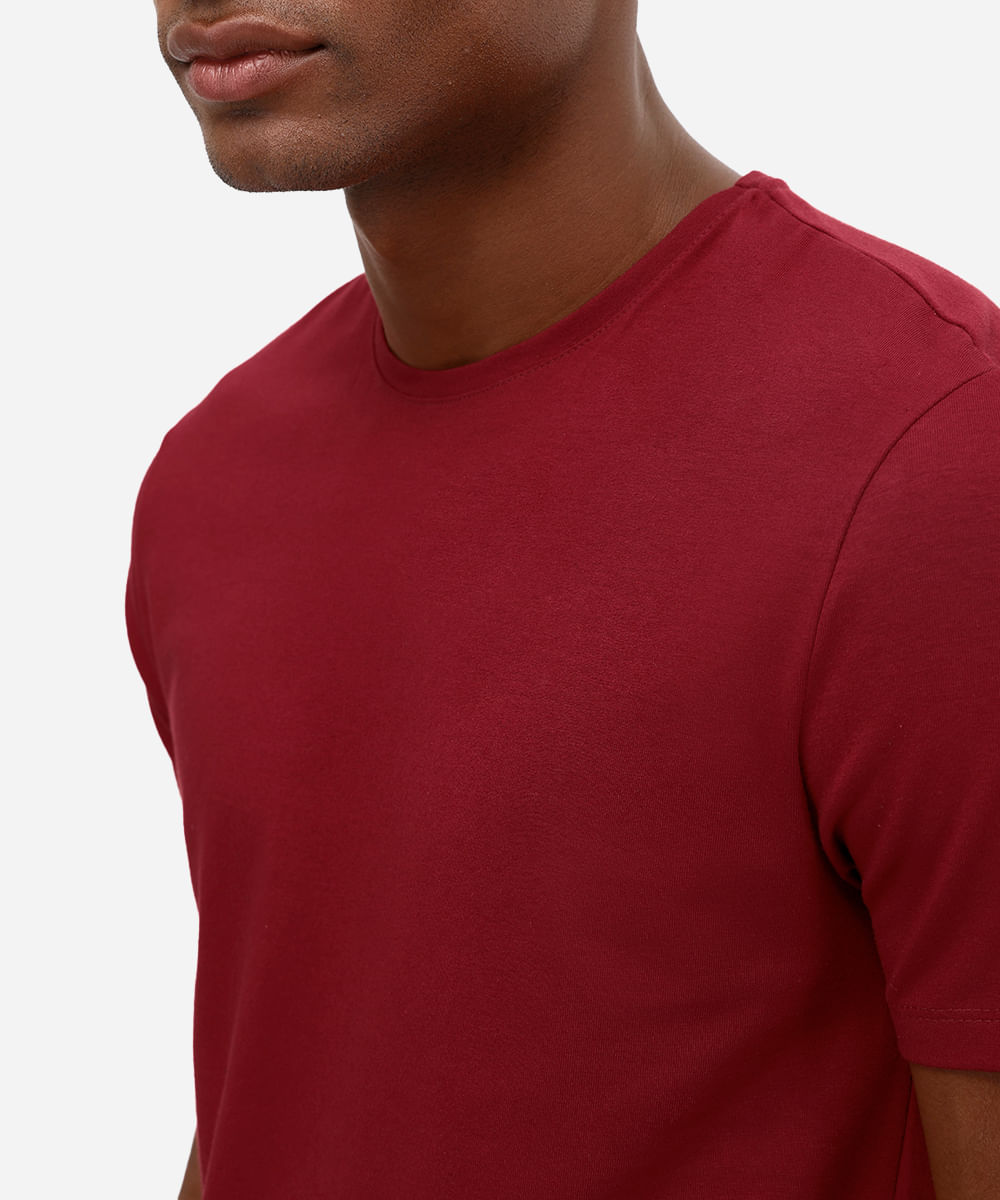 camiseta slim básica manga curta - vinho escuro