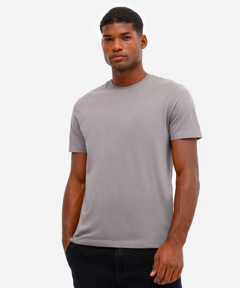 camiseta masculina de algodão básica manga curta cinza