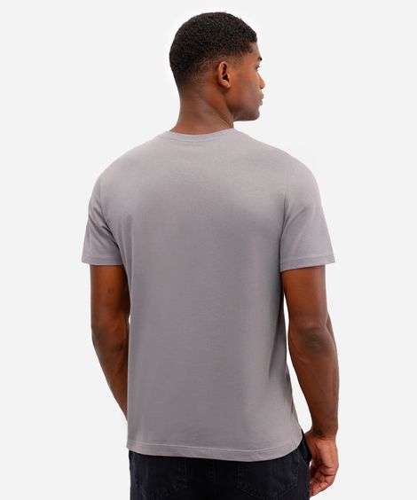 camiseta masculina de algodão básica manga curta cinza
