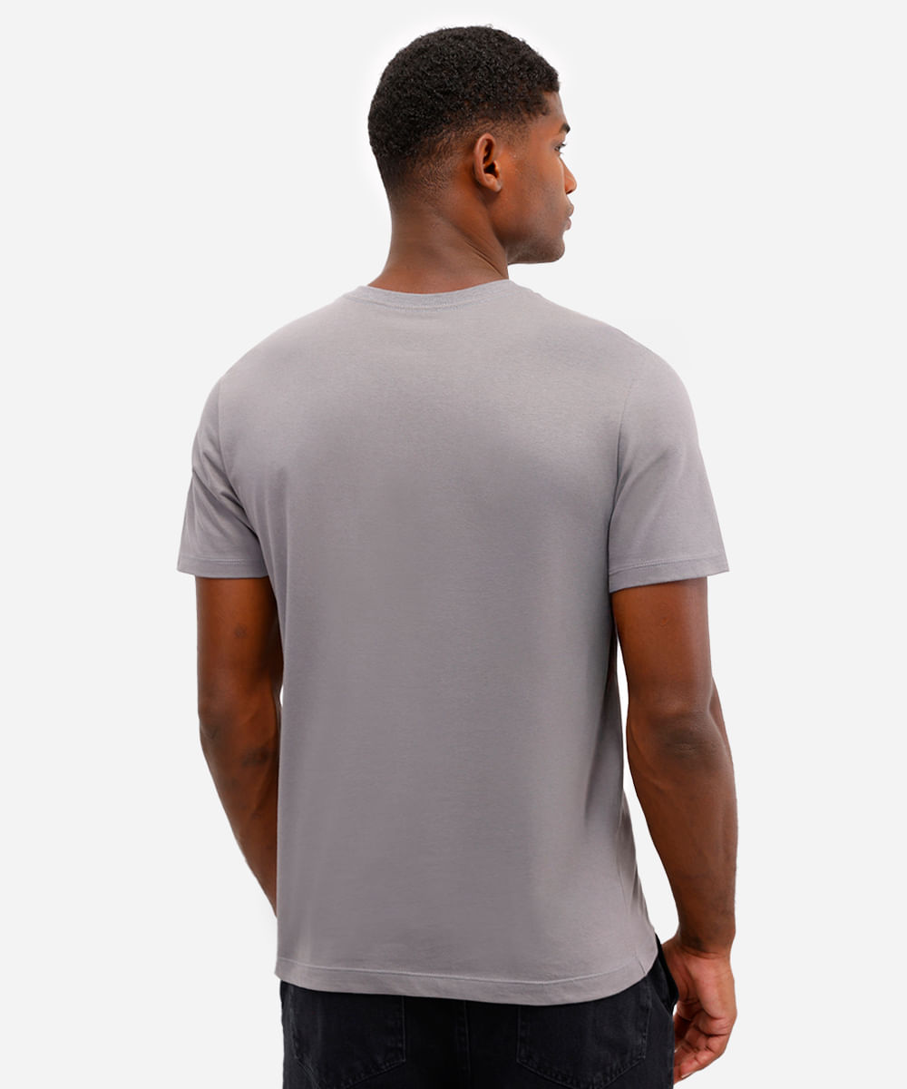 camiseta masculina de algodão básica manga curta cinza