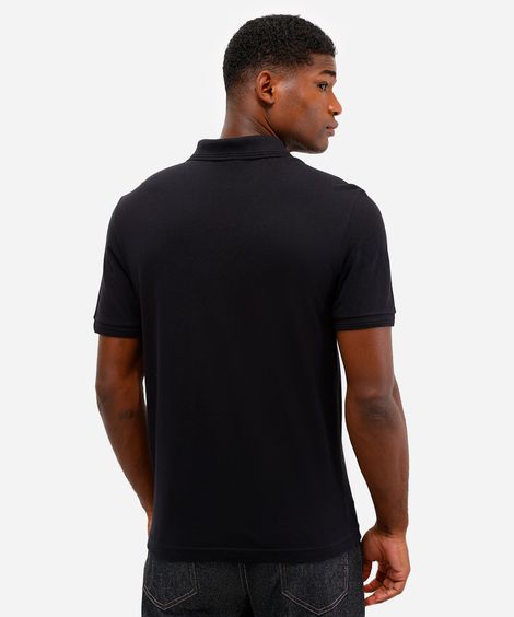 polo básica tradicional piquet com bolso preto