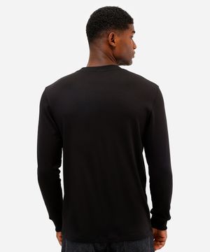 camiseta de algodão peruano manga longa - preto