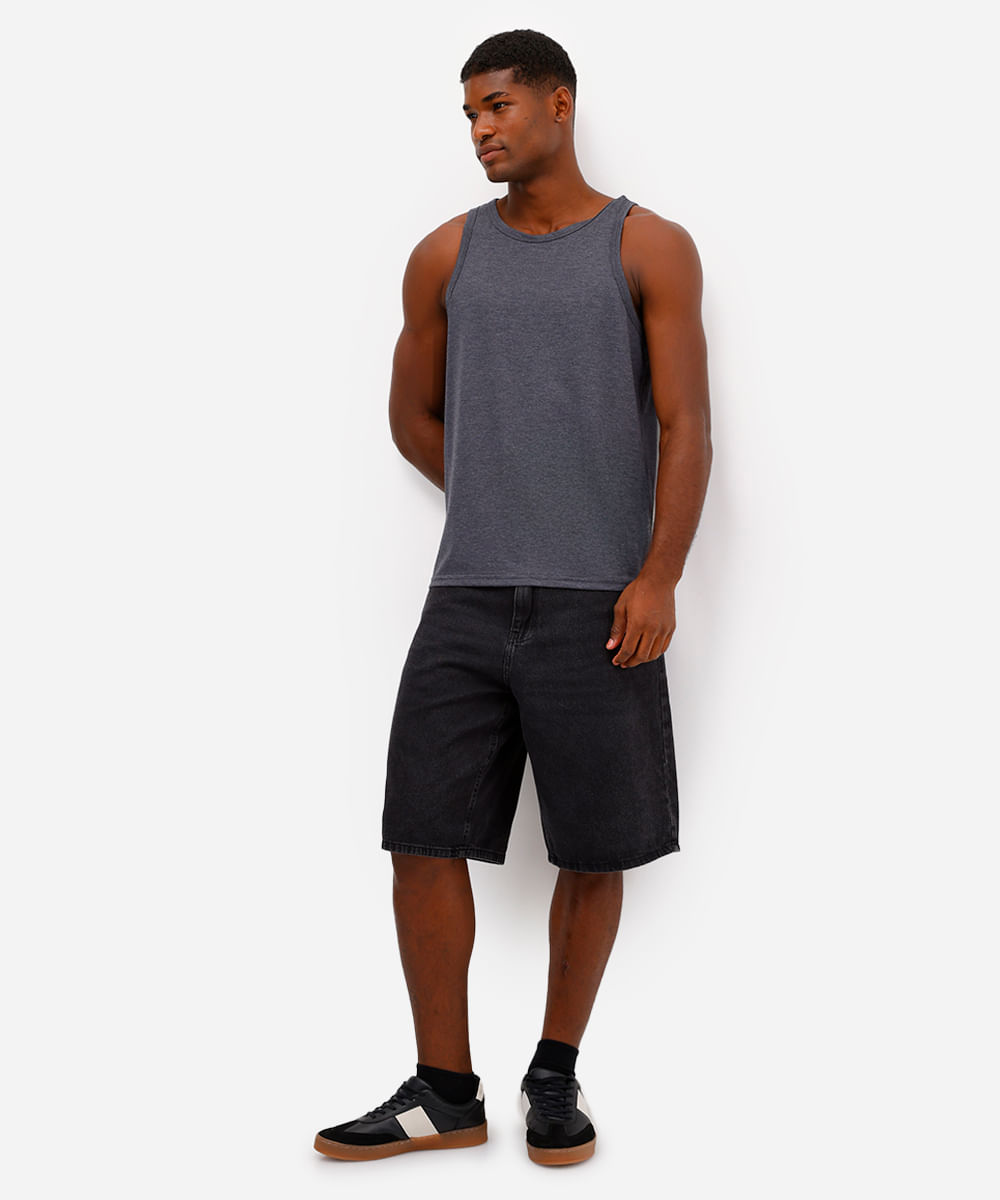 regata básica de algodão cinza