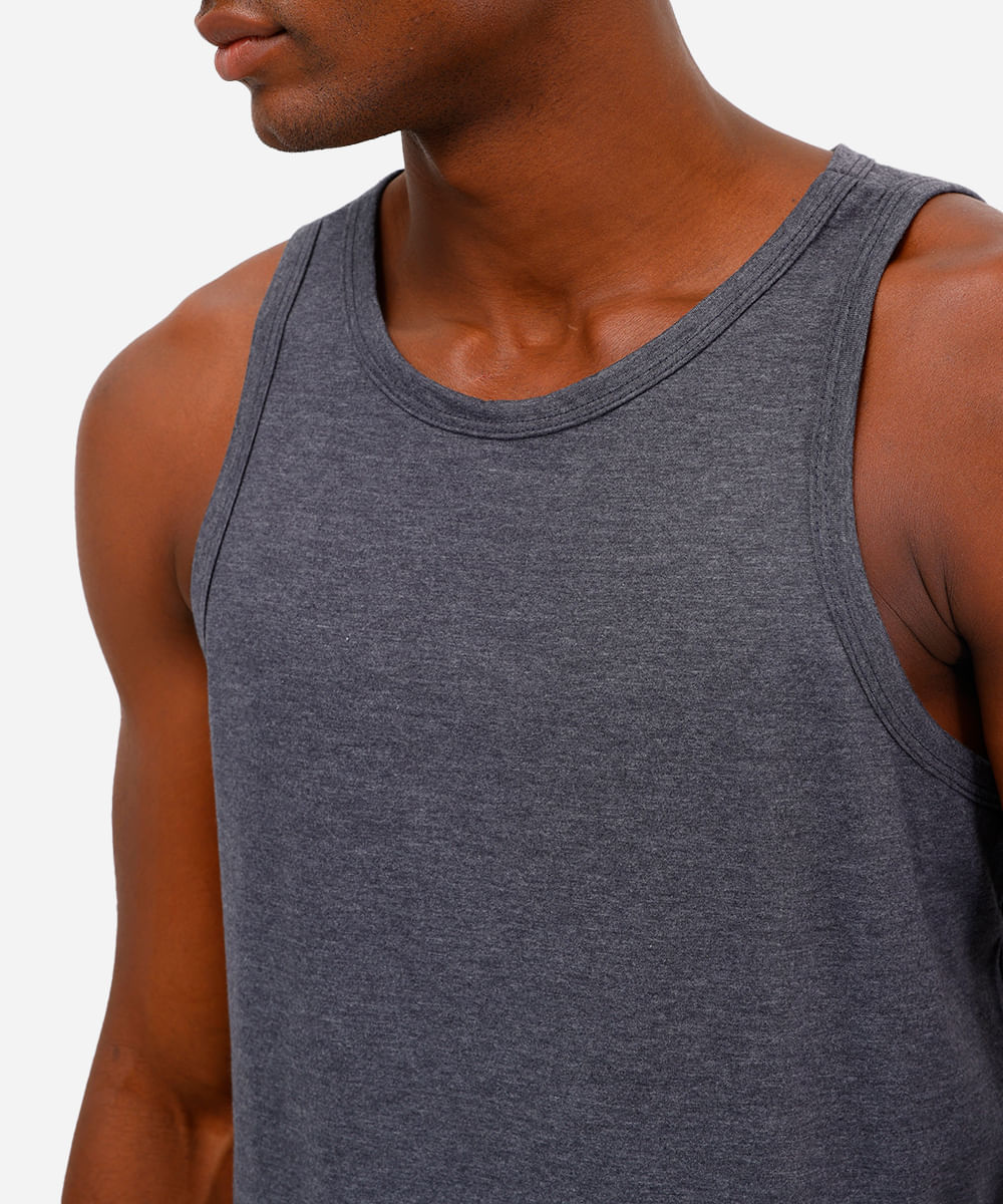 regata básica de algodão cinza