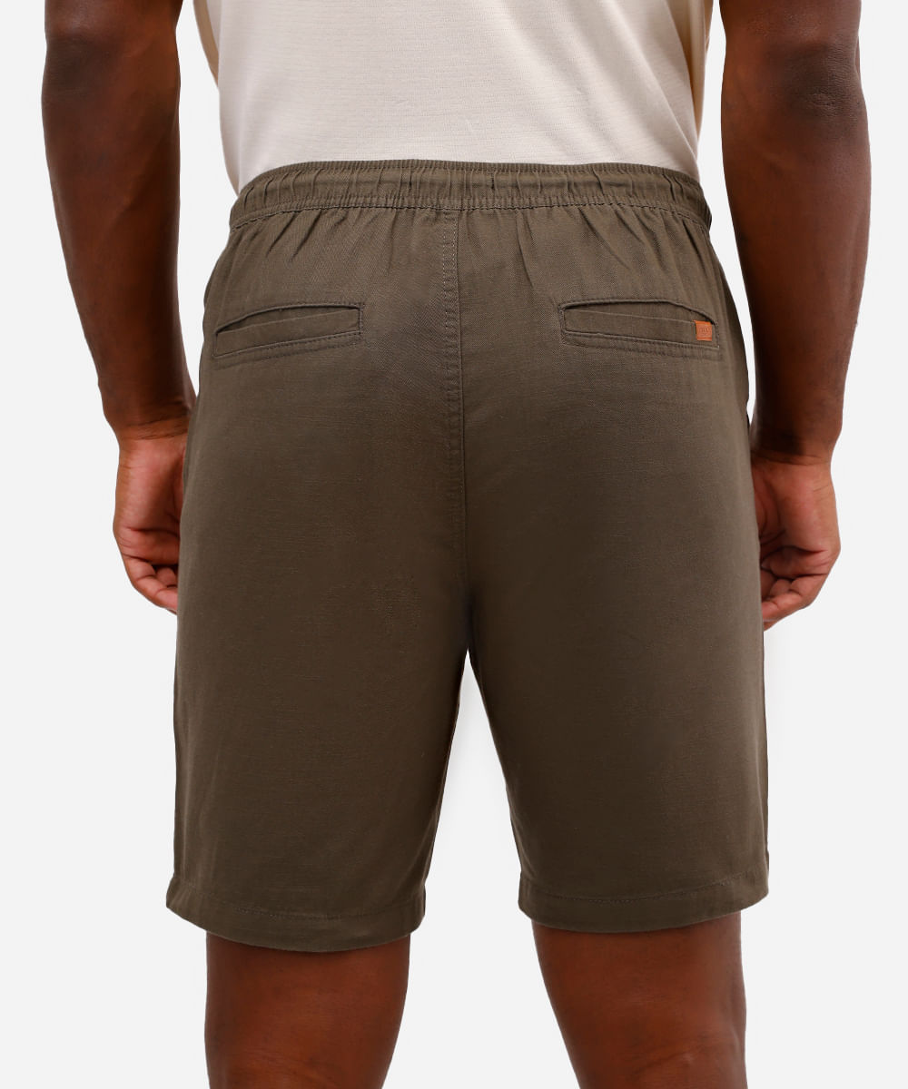 bermuda masculina de sarja cós elástico com bolso verde