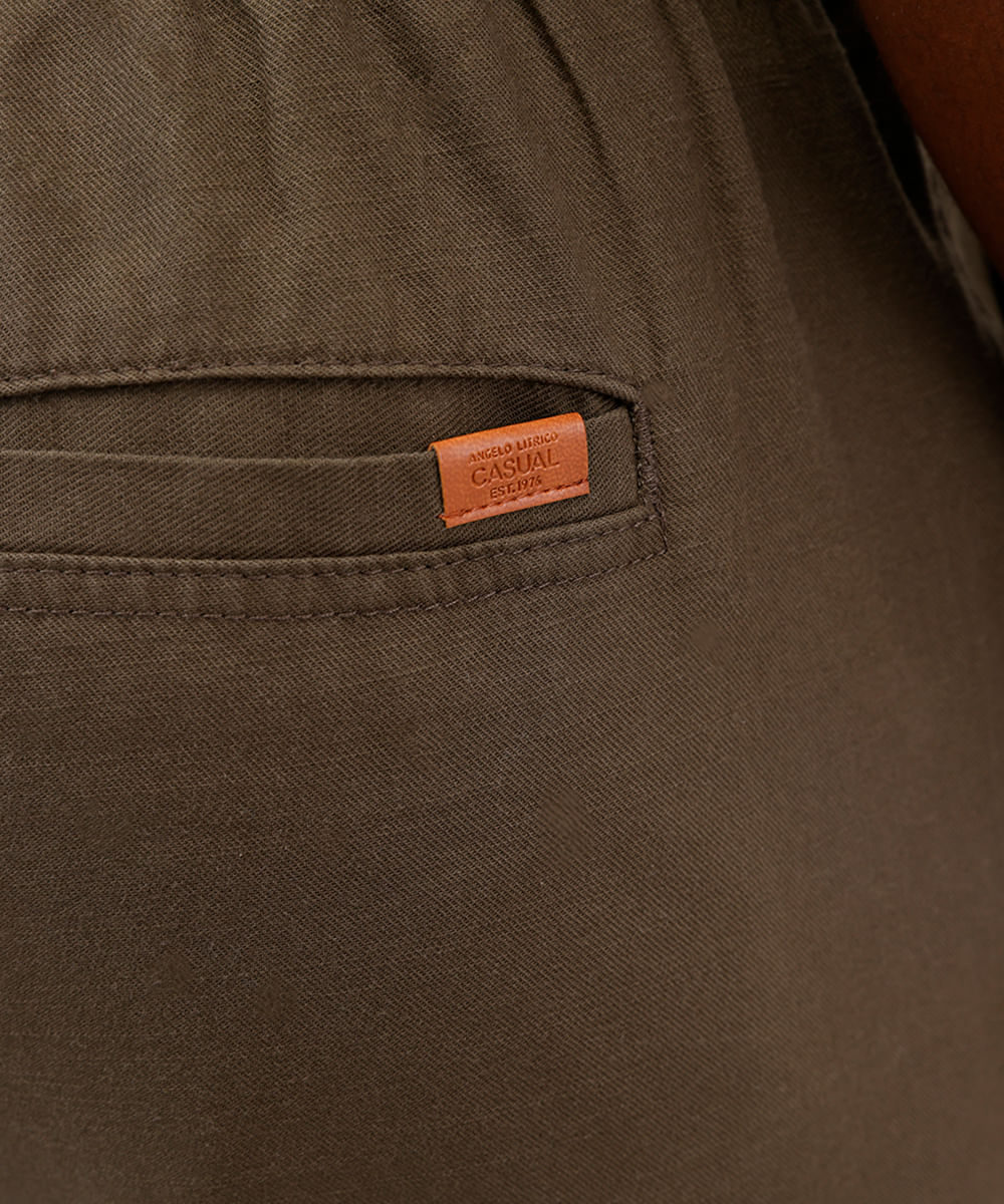 bermuda masculina de sarja cós elástico com bolso verde