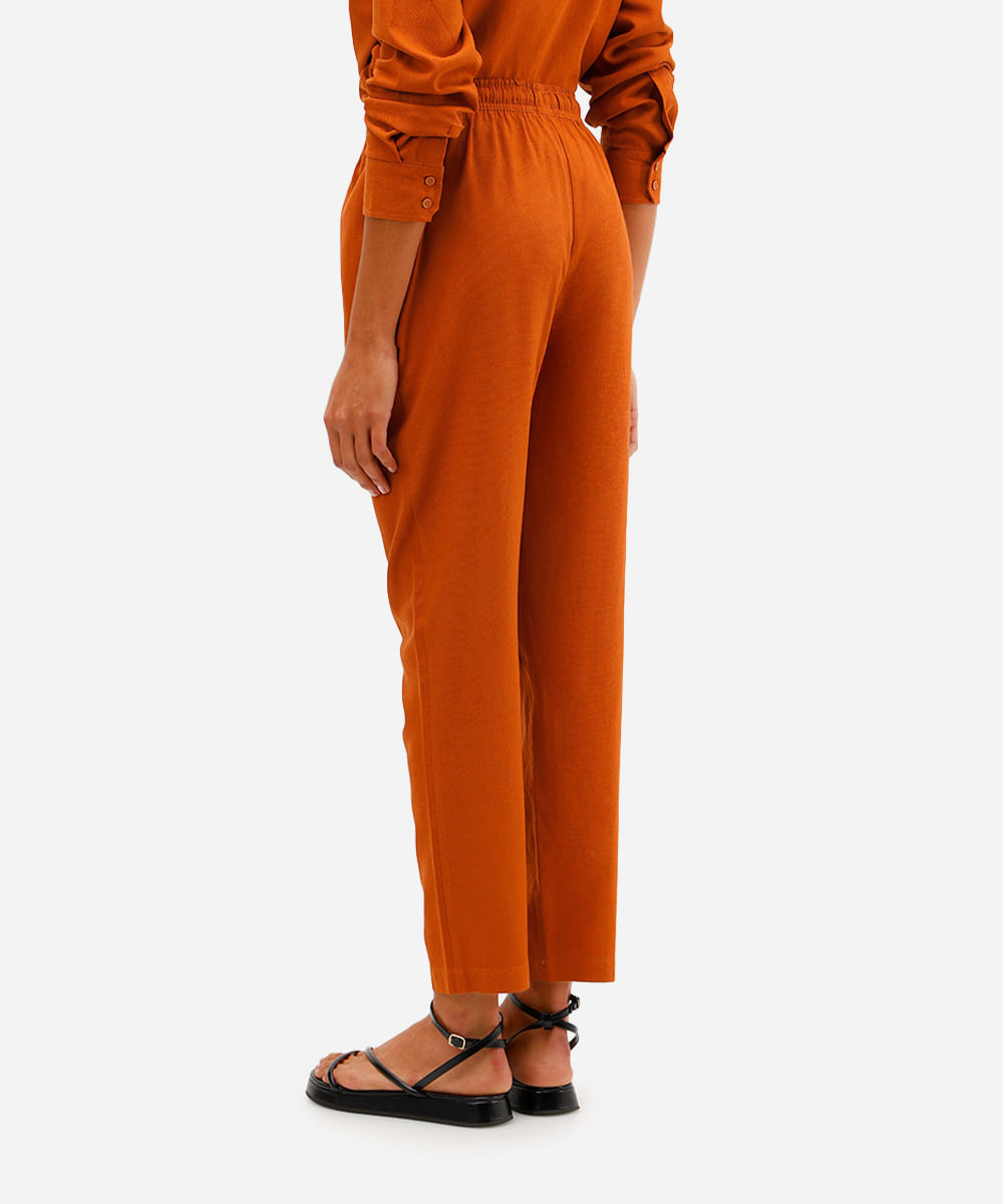 calça jogger feminina com linho marrom