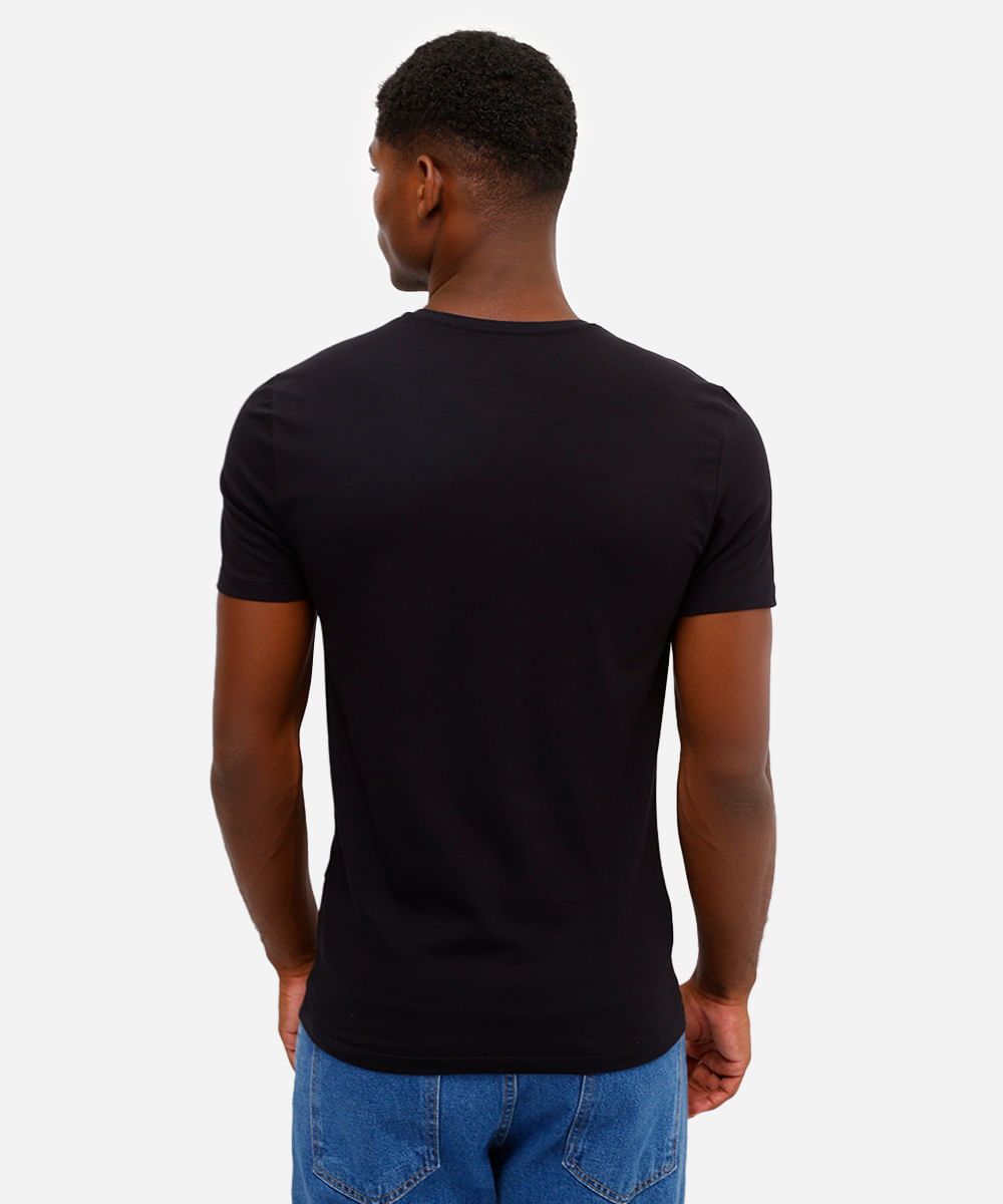 camiseta slim básica manga curta - preto