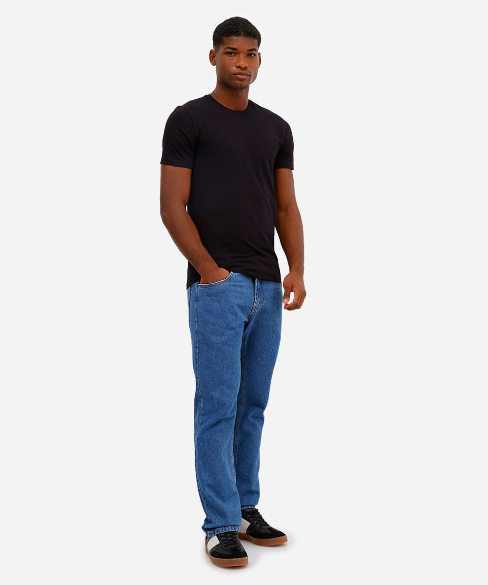 camiseta slim básica manga curta - preto