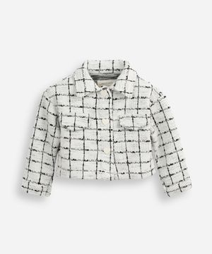 casaco de tweed infantil com corações cinza