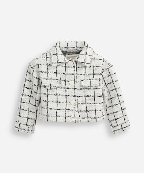 casaco de tweed infantil com corações cinza