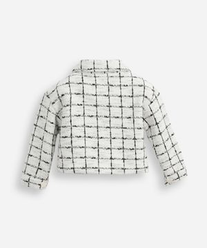 casaco de tweed infantil com corações cinza