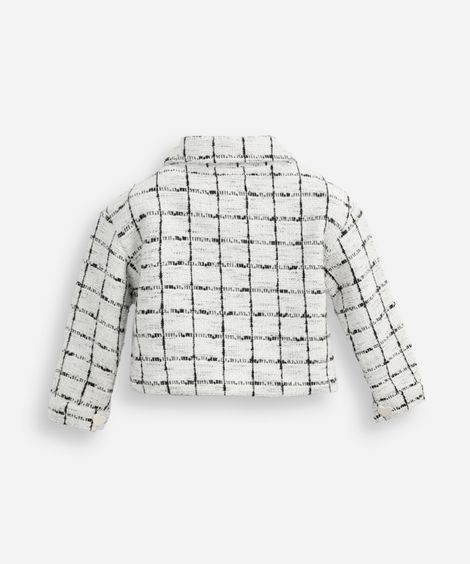 casaco de tweed infantil com corações cinza