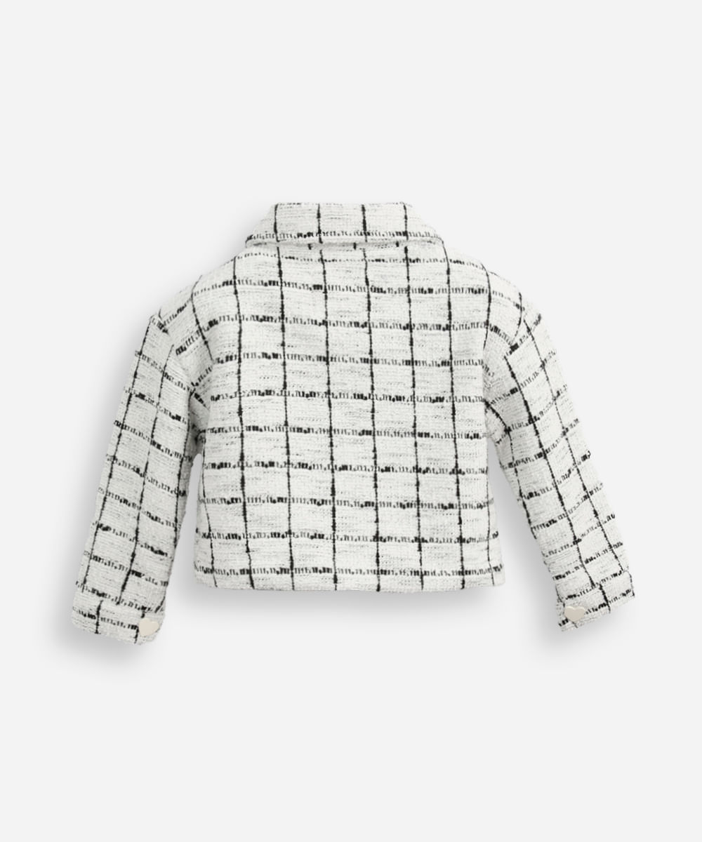casaco de tweed infantil com corações cinza