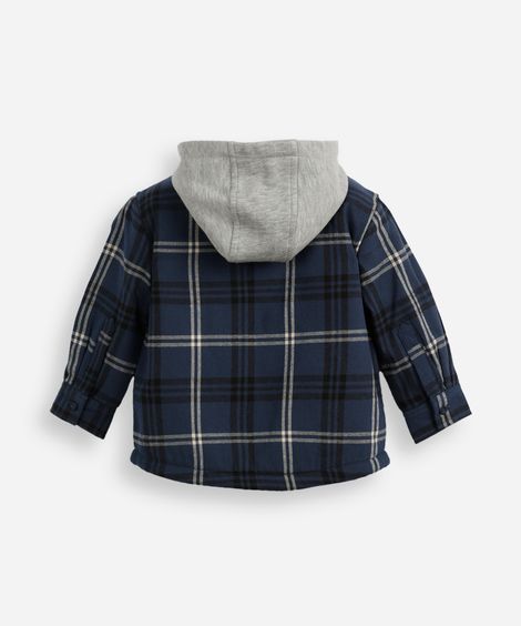 jaqueta infantil com capuz xadrez azul