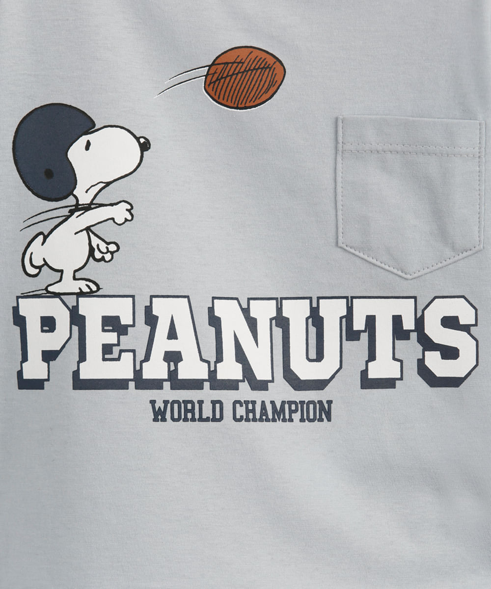 camiseta infantil de algodão manga curta snoopy azul