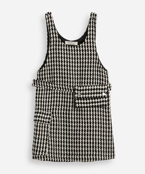 vestido infantil pied de poule com pochete colorido