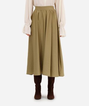 saia midi godê feminina texturizada verde