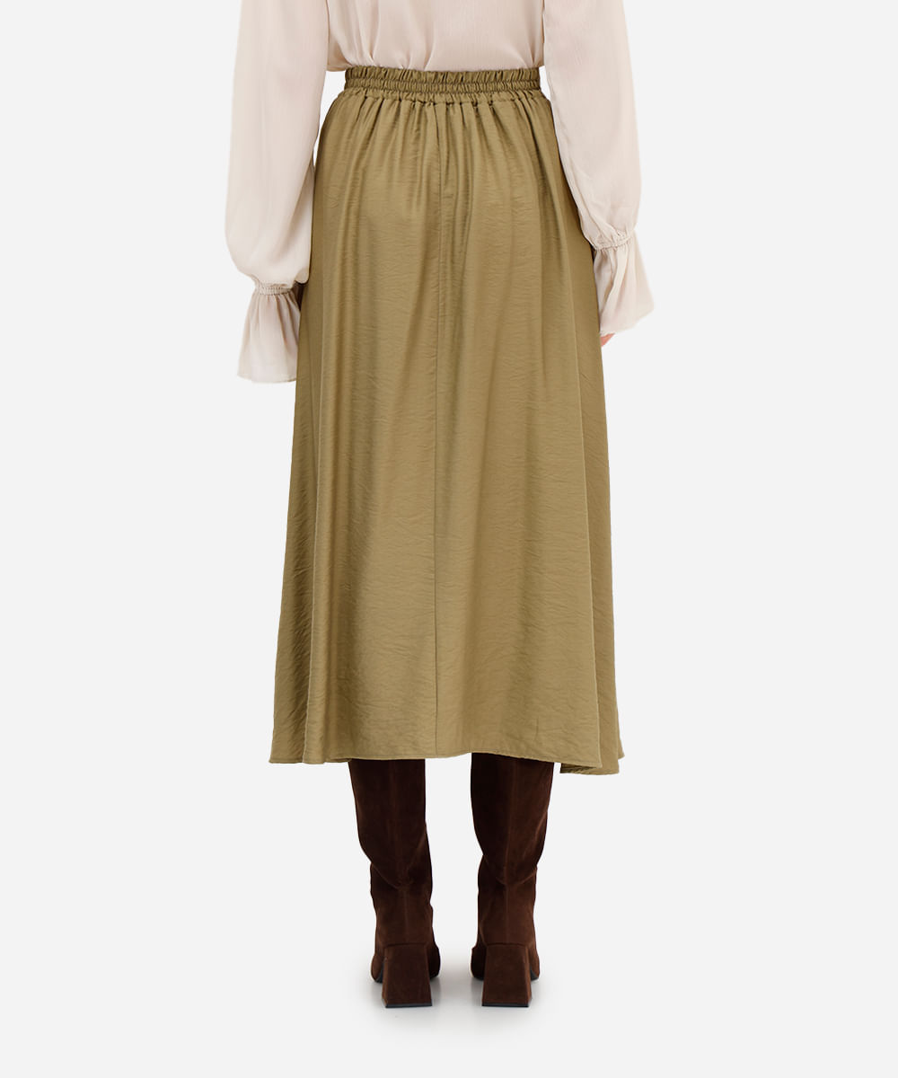 saia midi godê feminina texturizada verde