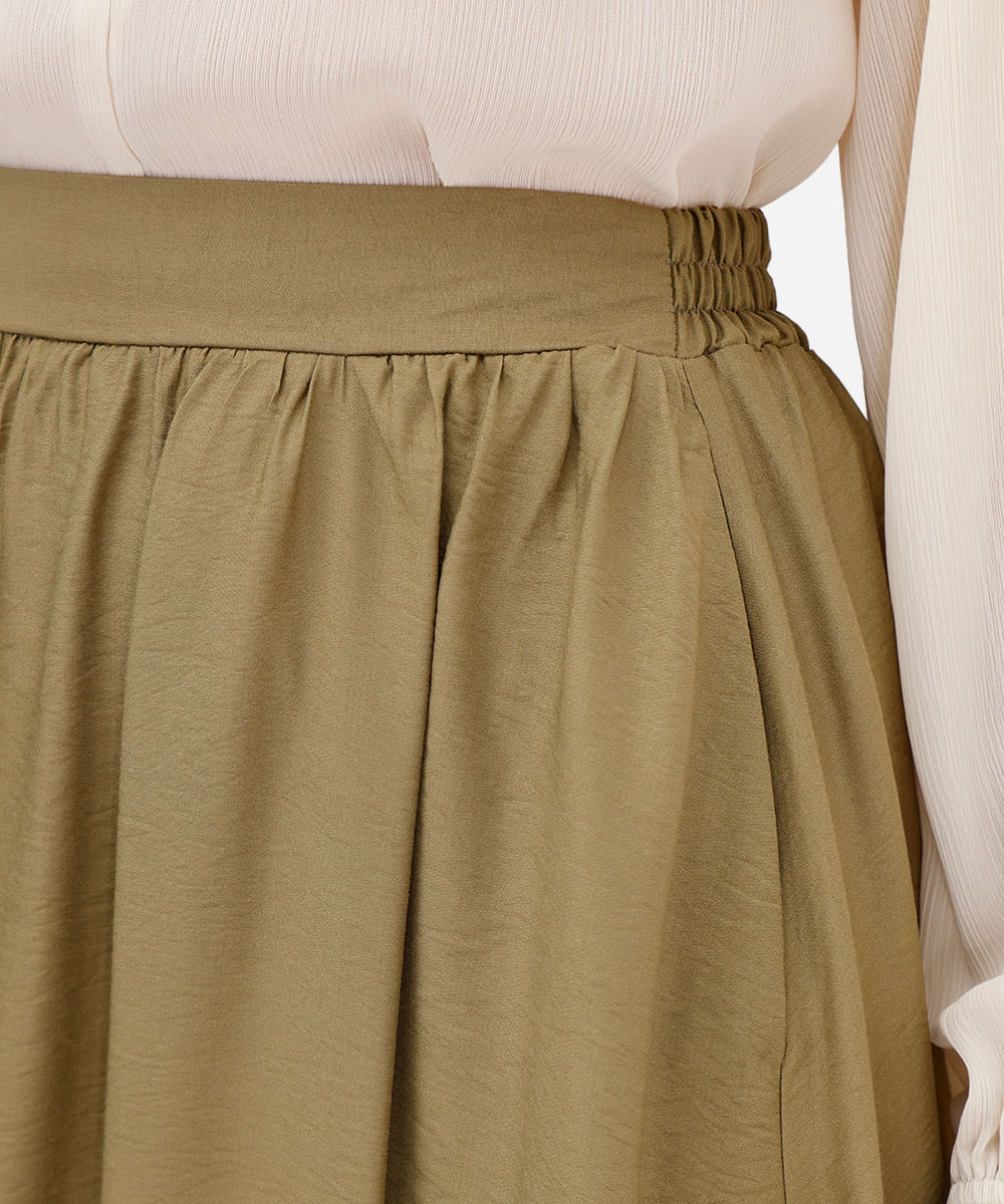 saia midi godê feminina texturizada verde