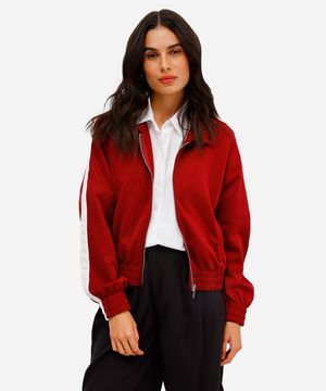 jaqueta bomber feminina com listras vinho