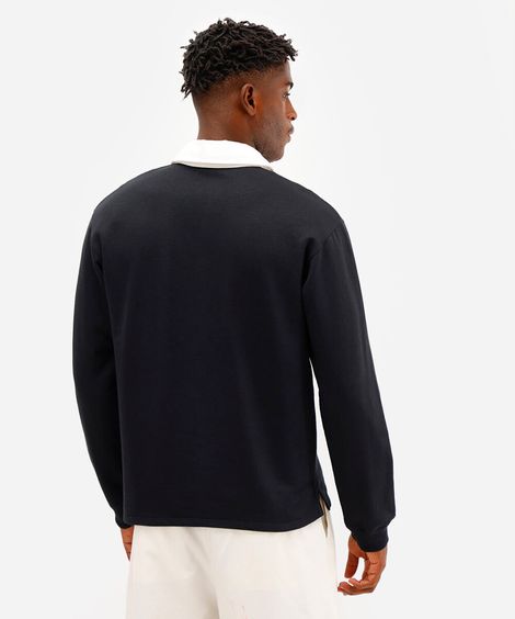 polo masculina de moletinho manga longa art district - preto