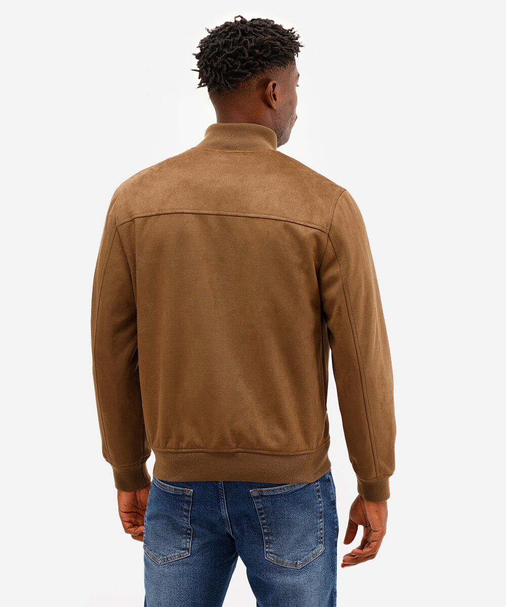 jaqueta bomber em suede marrom