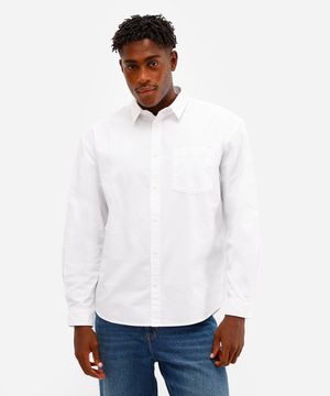 camisa oversized masculina de algodão manga longa off white