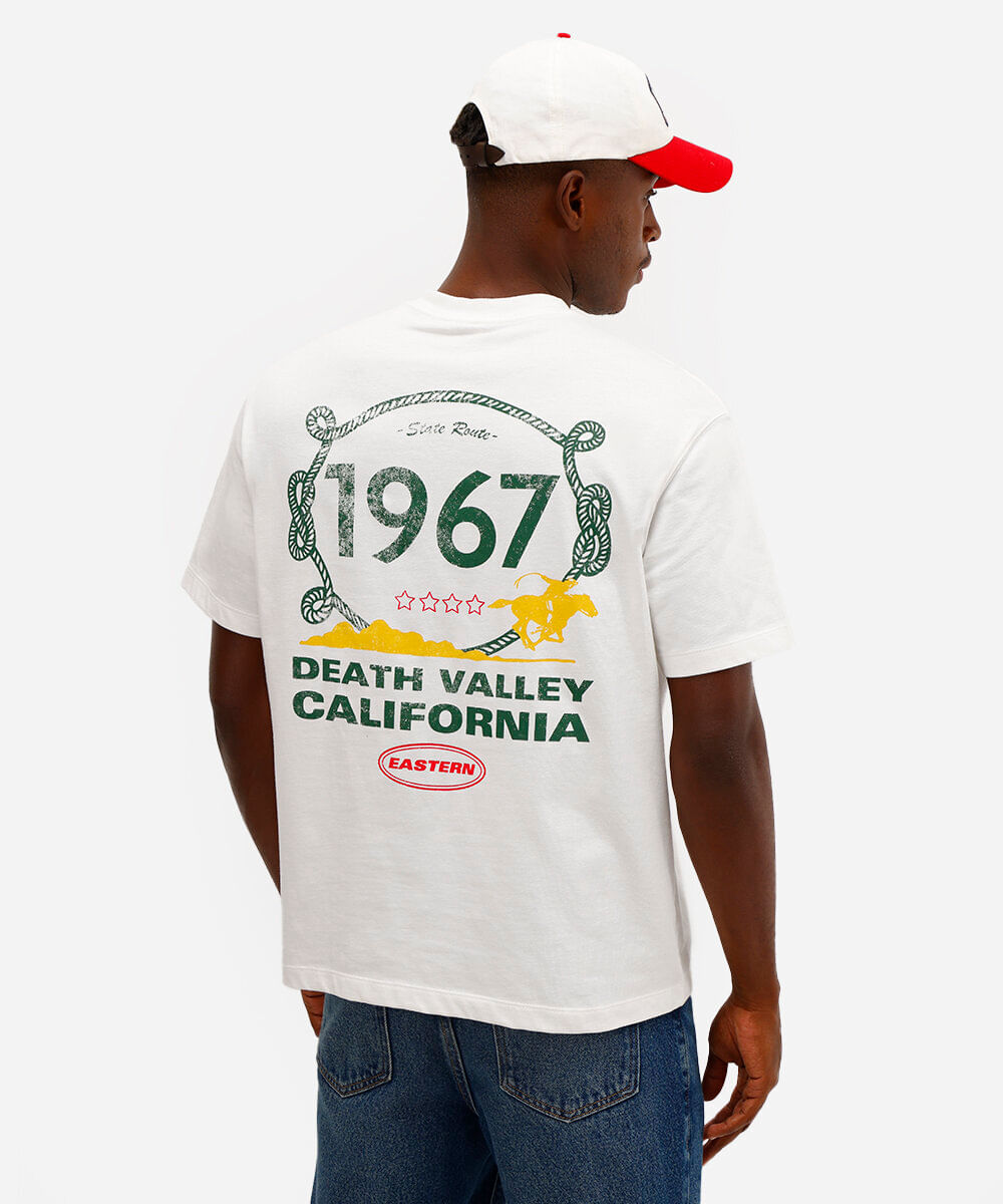 camiseta masculina de algodão california manga curta off white