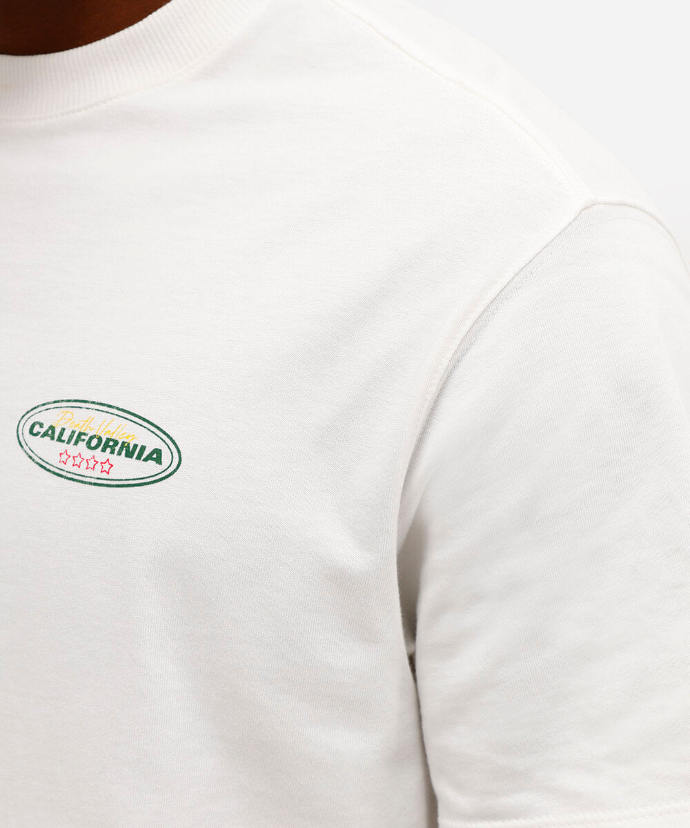 camiseta masculina de algodão california manga curta off white