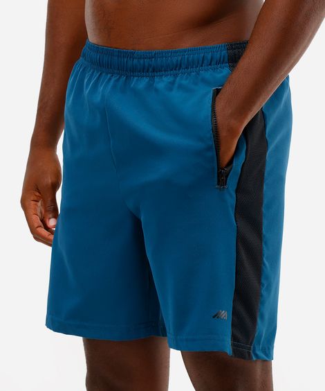 bermuda masculina com recorte lateral azul