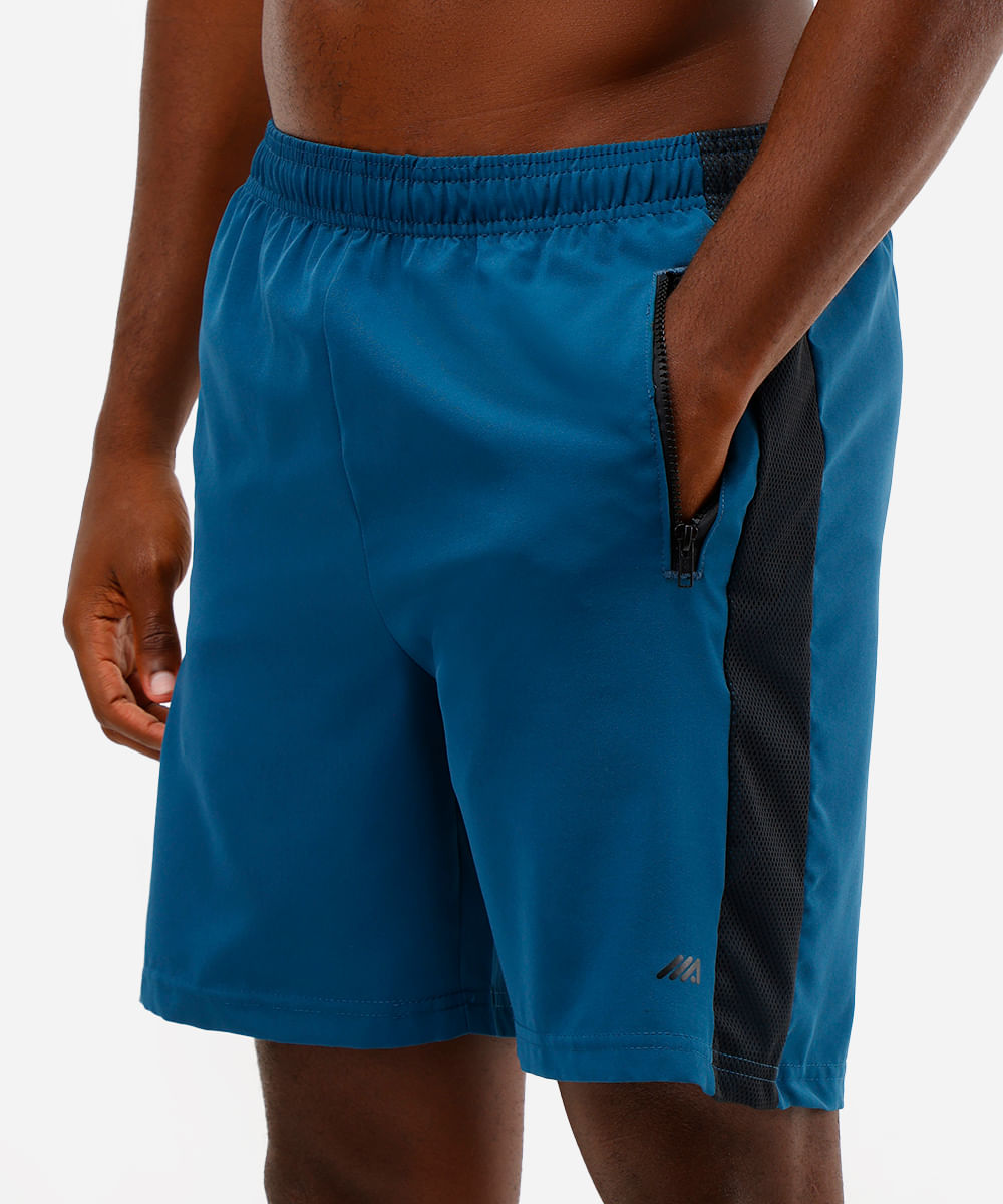 bermuda masculina com recorte lateral azul
