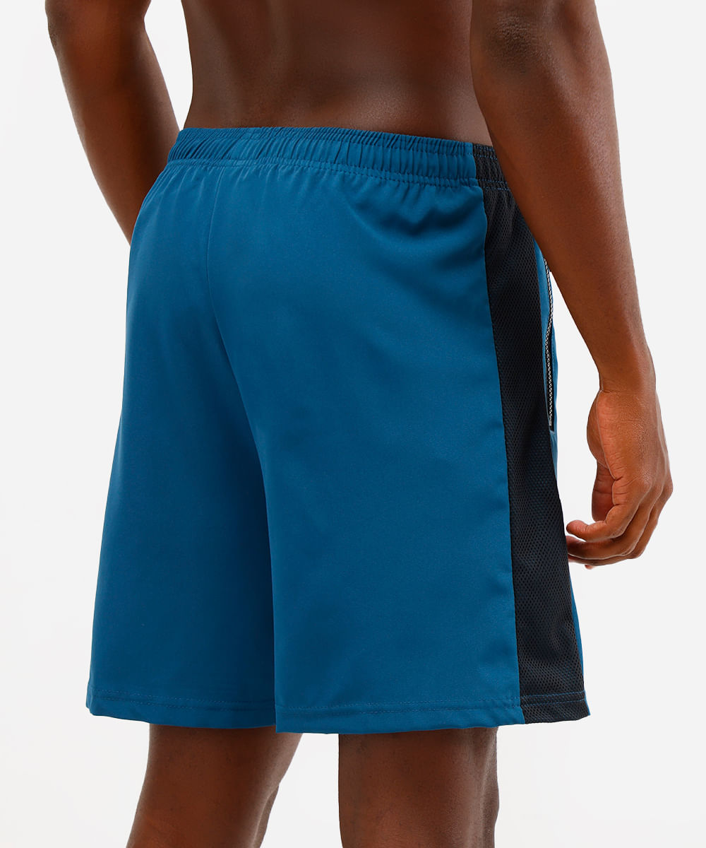 bermuda masculina com recorte lateral azul