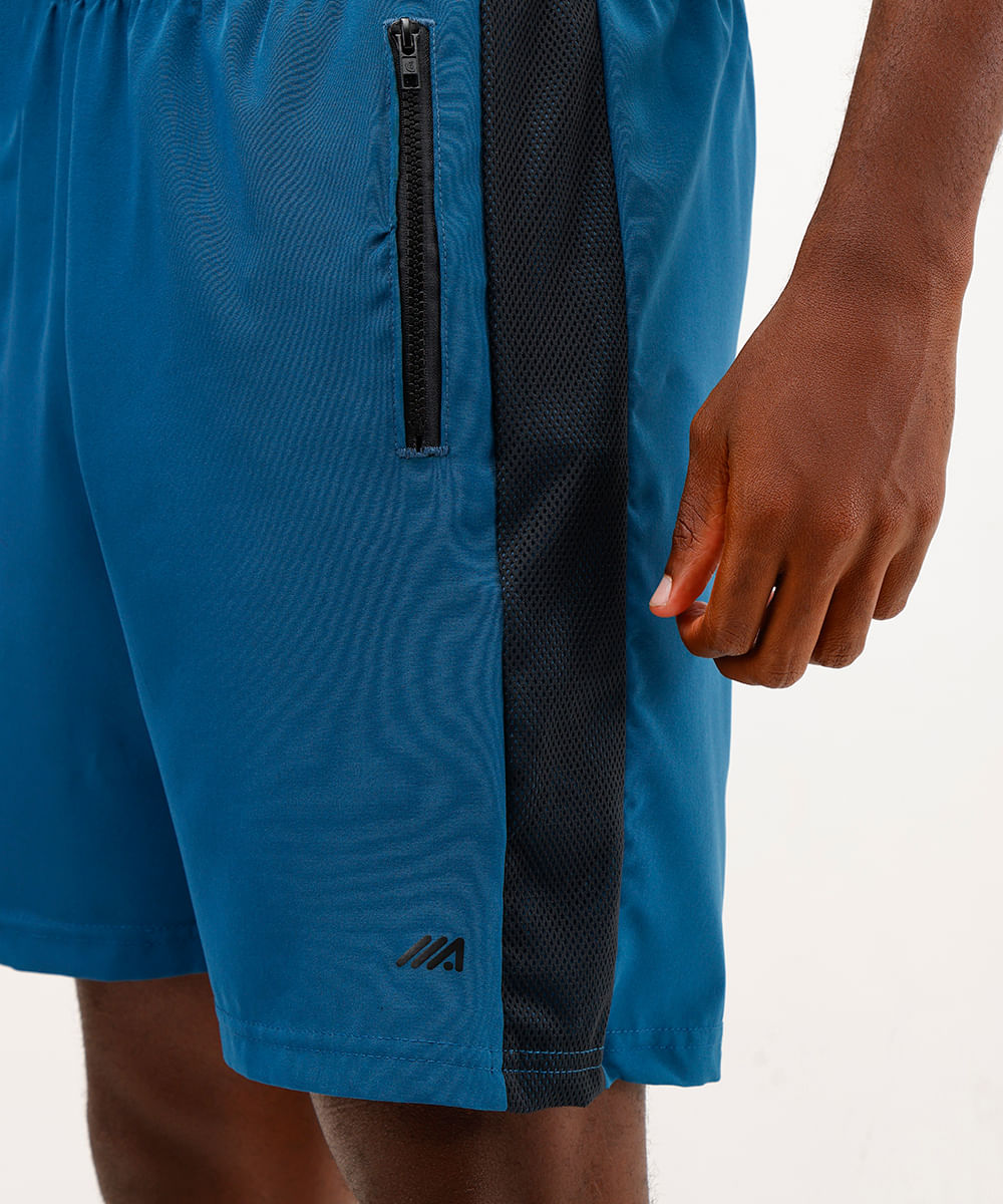 bermuda masculina com recorte lateral azul