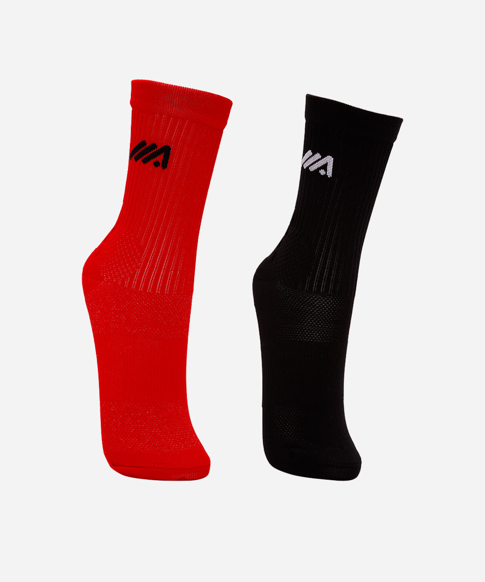 kit de 2 meias masculinas esportiva para corrida colorida