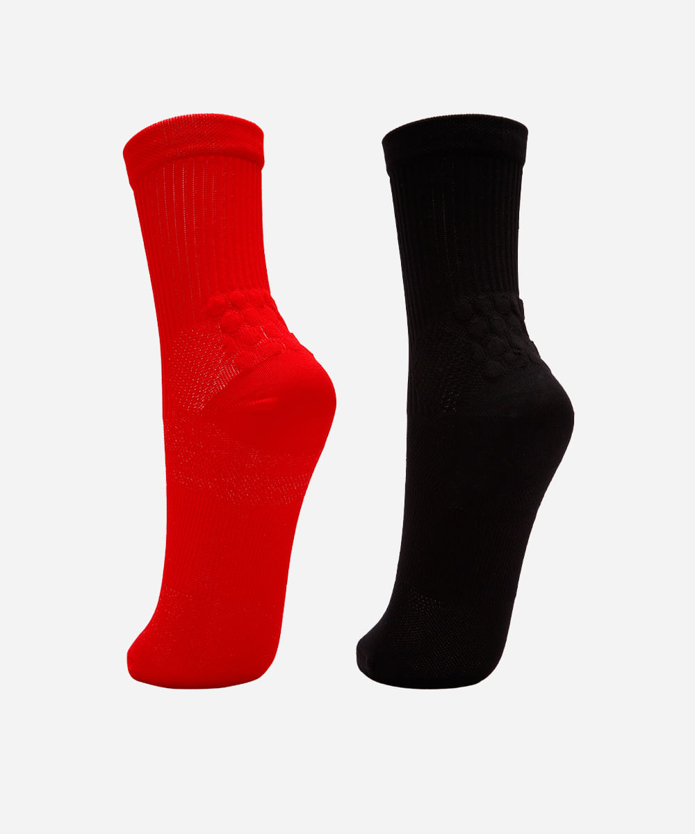 kit de 2 meias masculinas esportiva para corrida colorida