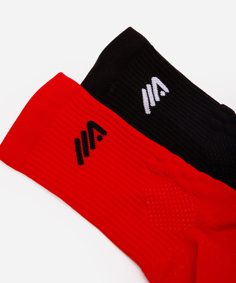 kit de 2 meias masculinas esportiva para corrida colorida
