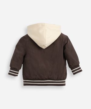 jaqueta bomber infantil com capuz marrom