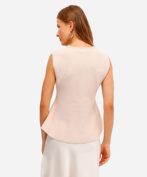 colete feminino de tricot decote v bege