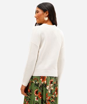 suéter feminino de tricot estampado off white