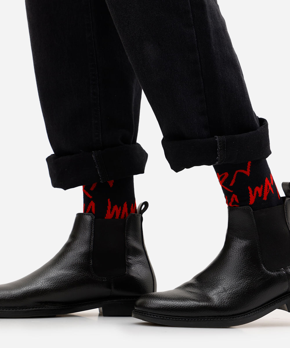 meia cano longo masculina born this way lady gaga preta