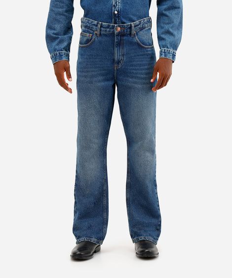 calça flare masculina jeans azul