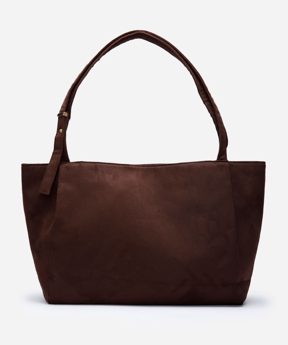 bolsa shopper de suede marrom