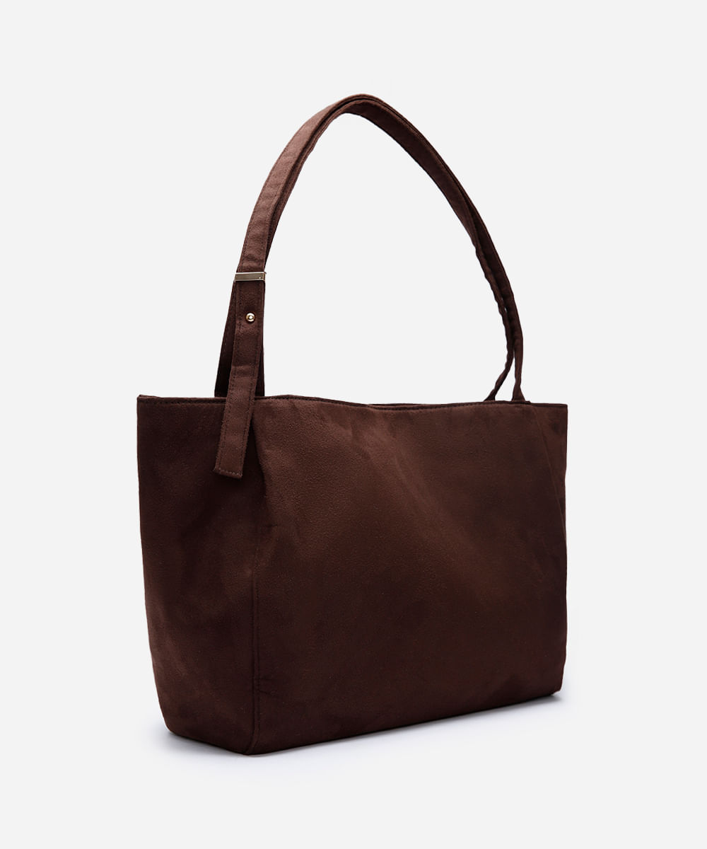 bolsa shopper de suede marrom