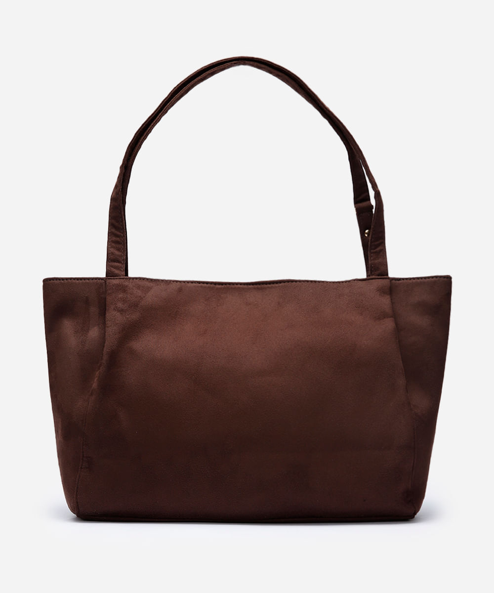 bolsa shopper de suede marrom