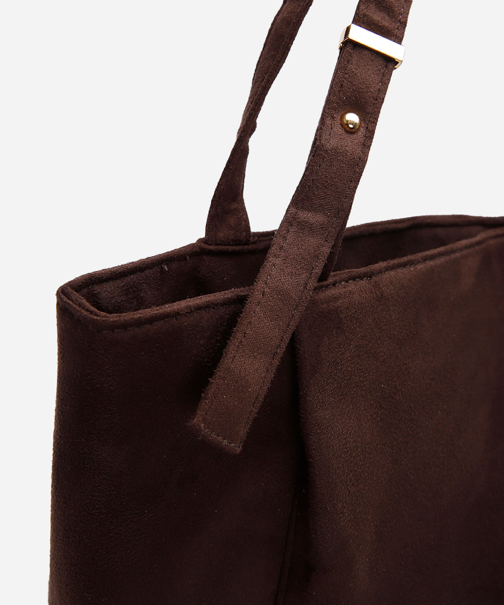 bolsa shopper de suede marrom
